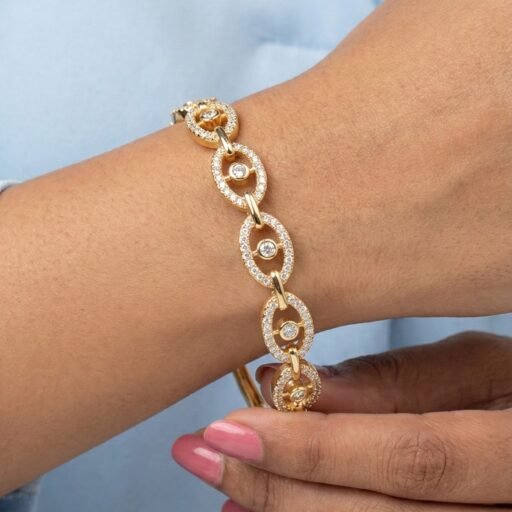 Radiant Halo Oval Link Bracelet