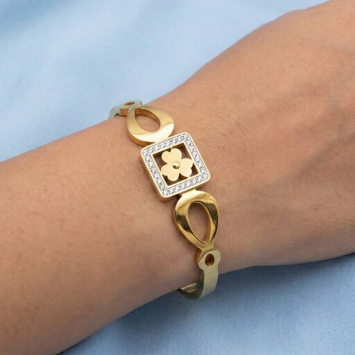 Anti-Tarnish CZ Stone Border Bracelet