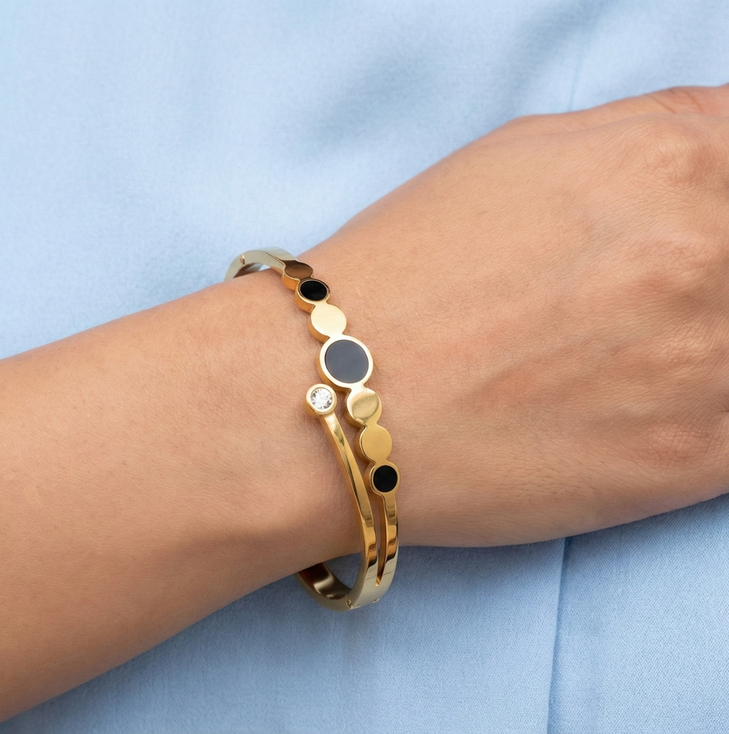 Anti-Tarnish Urban Orb Asymmetric Bracelet